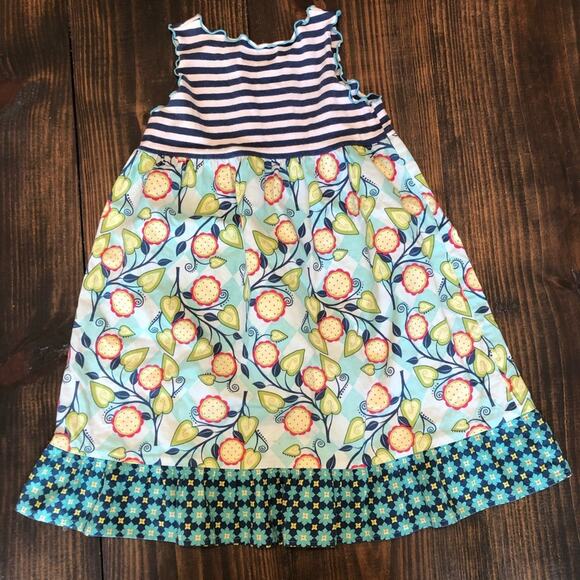 Baxter and Beatrice Dress Girls Size 6X Floral Striped Sleeveless Pretty Summer - Picture 4 of 7